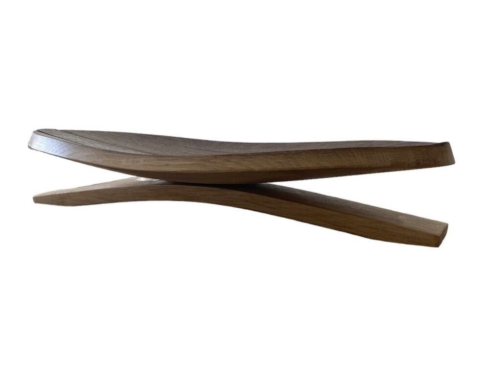 Accessoire de cuisine en bois recyclé, style tonnellerie artisanale