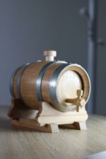 Petit fût de table en bois de chêne, capacité 3L, finition vernie