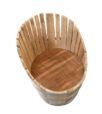 Assise design en douelles, finition peinte rose, style artisanal