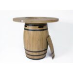 Table brasero tonneau avec feu gaz – Mobilier extérieur effet bois – Image 9