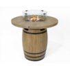 Table brasero tonneau avec flamme allumée au centre