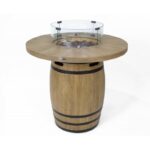 Table brasero tonneau avec feu gaz – Mobilier extérieur effet bois – Image 11