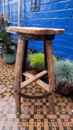 Tabouret haut en fût de whisky – Chêne massif artisanal – Image 2