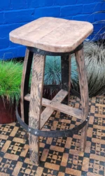 Tabouret haut en fût de whisky – Chêne massif artisanal – Image 7