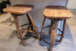 Tabouret haut en fût de whisky – Chêne massif artisanal – Image 4