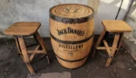 Tabouret haut en fût de whisky – Chêne massif artisanal – Image 5