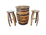 Tonneau bar en fût de whisky – Meuble de rangement rustique – Image 2