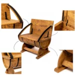 Banc tonneau rustique 3 en 1 – Rangement, assise et table basse – Image 3