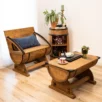 Banc tonneau rustique 3 en 1 – Rangement, assise et table basse – Image 2