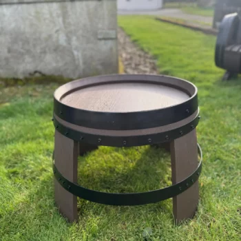 Table tonneau de jardin en fût de vin recyclé personnalisée