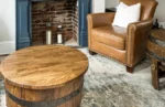 Table basse demi-tonneau en chêne massif – Mobilier artisanal – Image 4