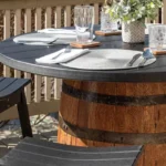 Table tonneau extérieure – Fût de whisky & plateau en polybois – Image 5