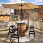 Table tonneau extérieure – Fût de whisky & plateau en polybois – Image 3
