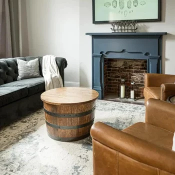Table basse demi-tonneau artisanale en chêne français