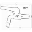 Robinet sphérique 1/2" en laiton chromé avec raccord conique pour fûts en bois – Image 2