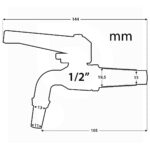 Robinet sphérique 1/2" en laiton chromé avec raccord conique pour fûts en bois – Image 2