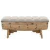Banc tonneau artisanal avec assise tapissée et rangement