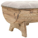 Coffre banc en forme de fût avec coussin beige
