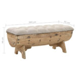 Coffre banc en forme de fût avec coussin beige