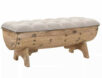 Banc tonneau avec assise crème et rangement en bois